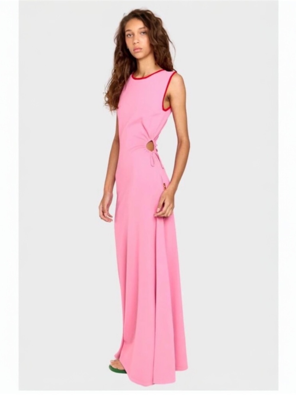 Romy LouLou Maxi Dress with cutout Pink + Red NWT